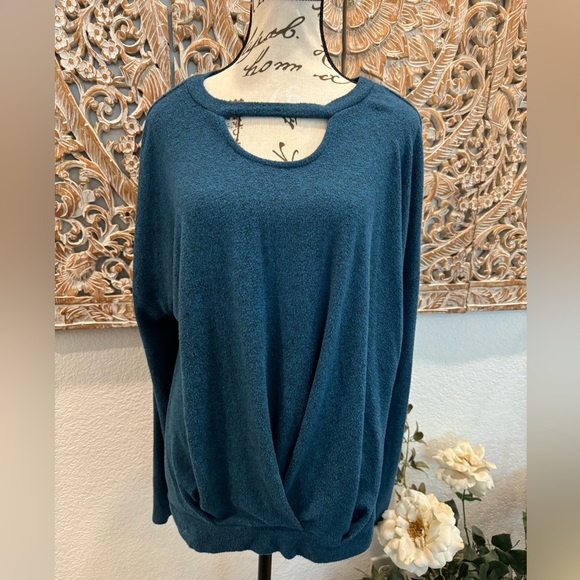 Charming Charlie Teal Keyhole Sweater- size XL - Picture 1 of 7